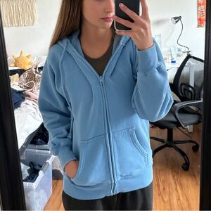 Aritzia light blue boyfriend zip up hoodie